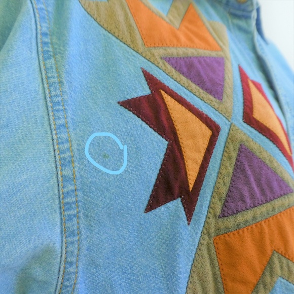 Sundance Denim Wear Shirt Vintage USA Aztec Appliq - Picture 8 of 8